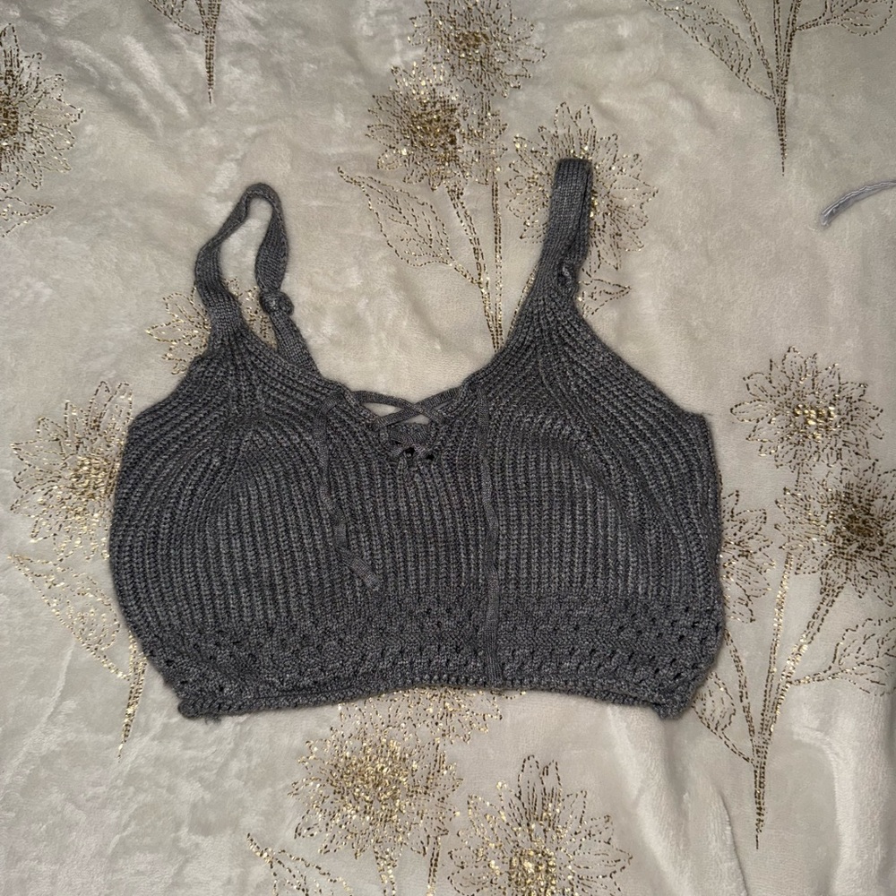 SHEIN Gray Ribbed Knit Top